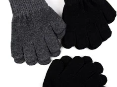 Mikk-line black/antrazite fingervanter uld/kunst (3-pak)